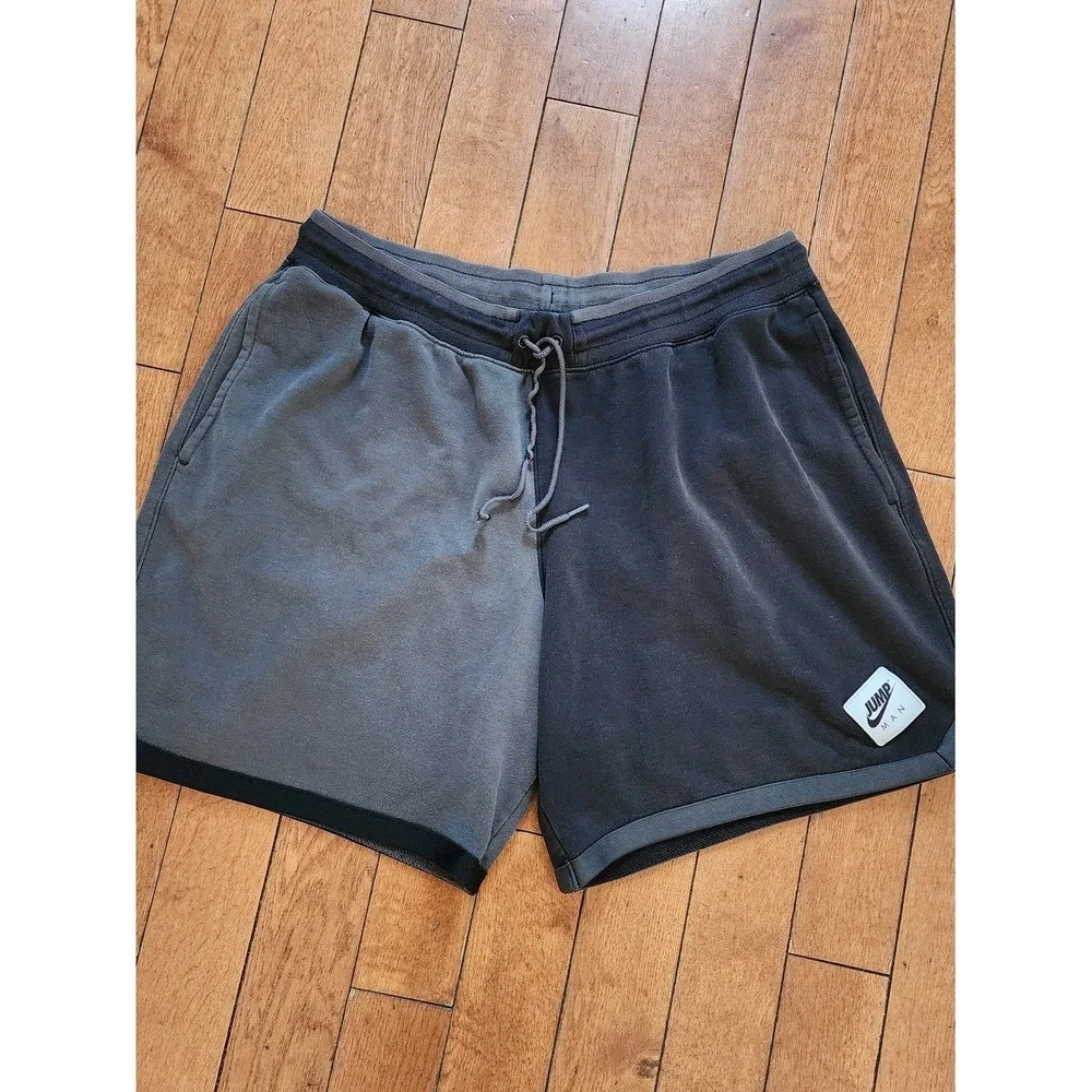 Jordan Fleece Shorts Mens XXL Grey Black Two Tone Colorblock Athletic Gym Lounge